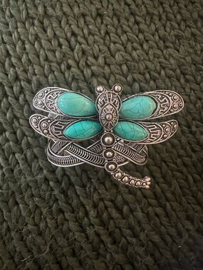 Silver & Turquoise Dragonfly Cuff Bracelet